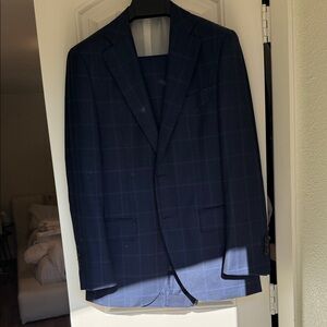 [NEW] Suitsupply Men's Navy Checkered Two-Piece Suit